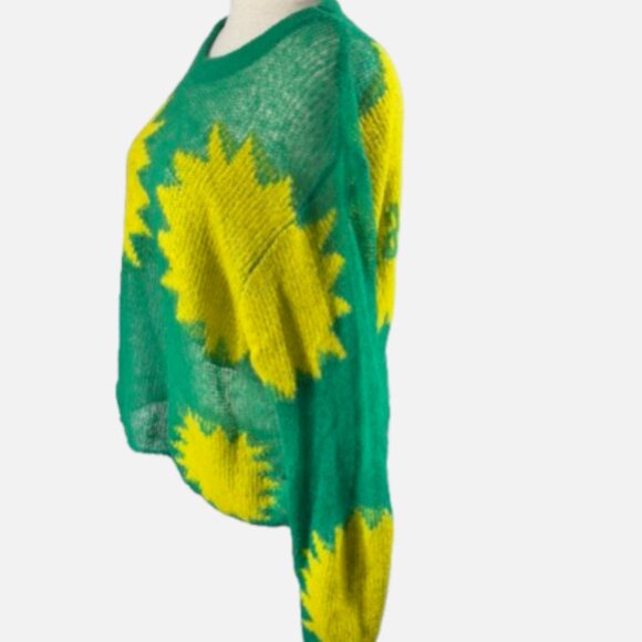 Savage X Fenty Knittin Pretty Loose Knit Sunburst Green Yellow Sweater (Size L) - Picture 5 of 16